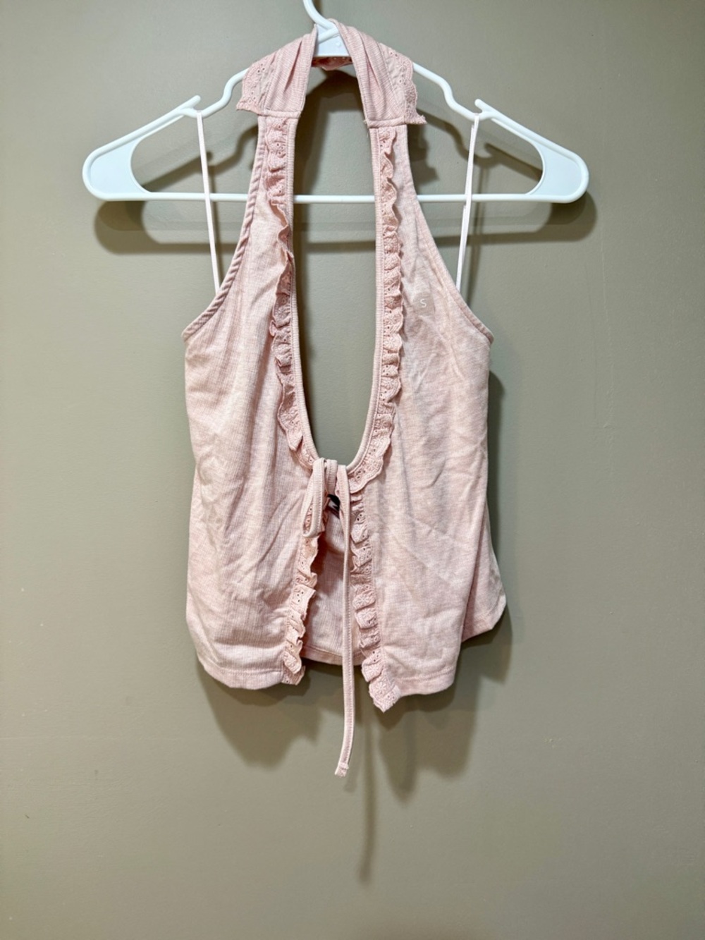 Women’s Pink Ruffle Halter Tank Top